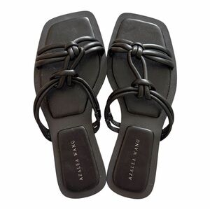 NWOT 6 Azalea Wang Black Stetson Knot Slip-On Slide Sandal Minimalist Flat 90s